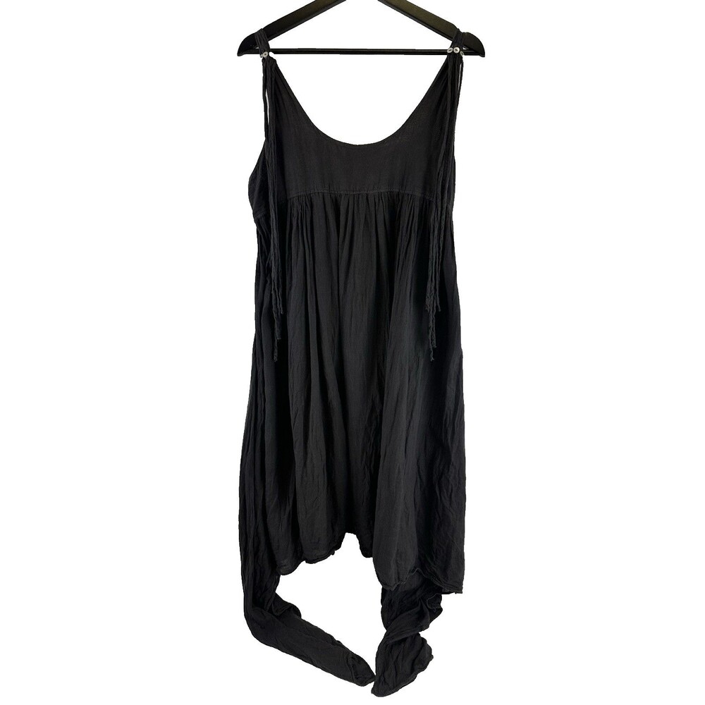 JP and Mattie Dress Tassel Straps Gray Shark Hem Flowy Boho Cotton Womens Large